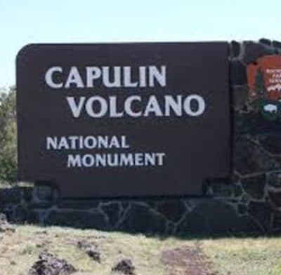 Sign for Capulin Volcano National Monument.